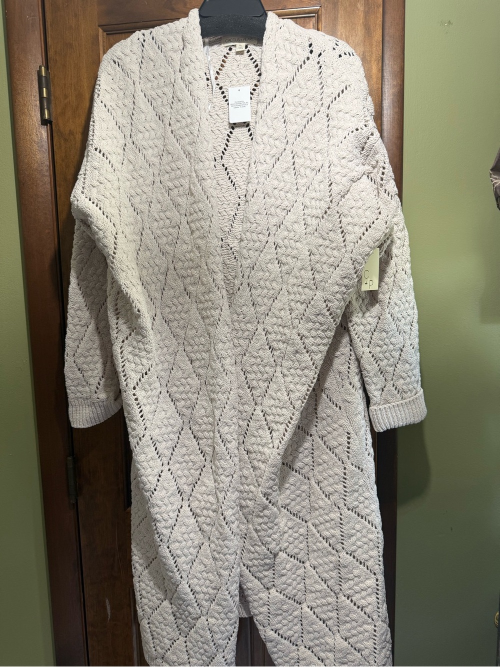 Open-Front Cream Cable Knit Women's Cardigan
